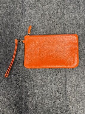 Handbag Buttler Pebbled Orange Leather Wristlet Clutch - Women Bags
